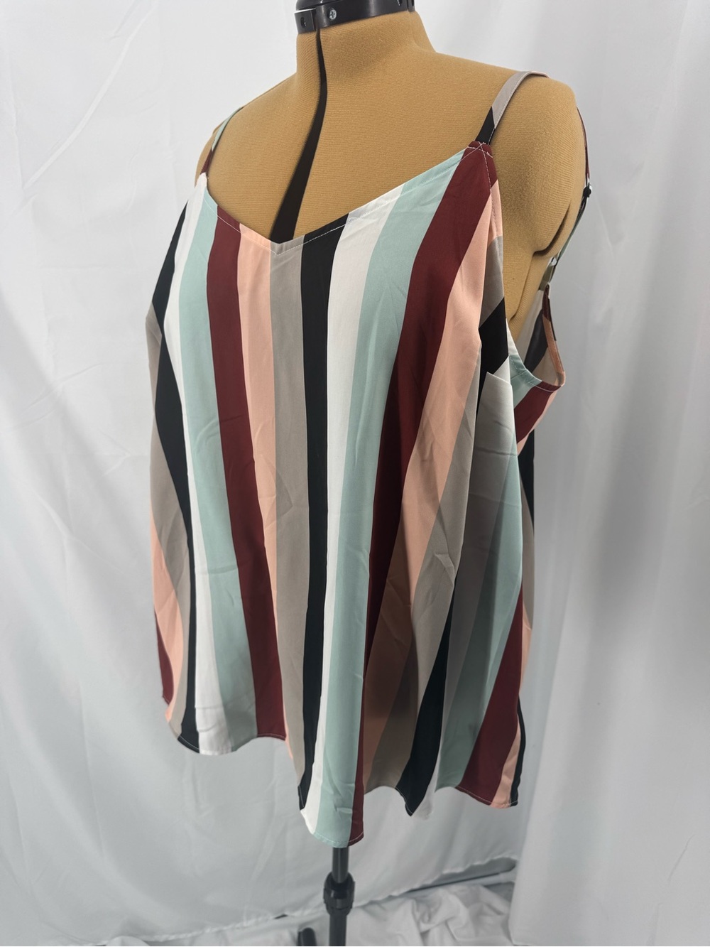 torrid Multi-Color Vertical Stripe V-Neck Tank 0295